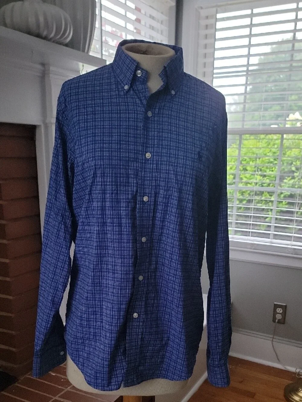 Polo by Ralph Lauren Men's Blue Checked Button-Down Shirt